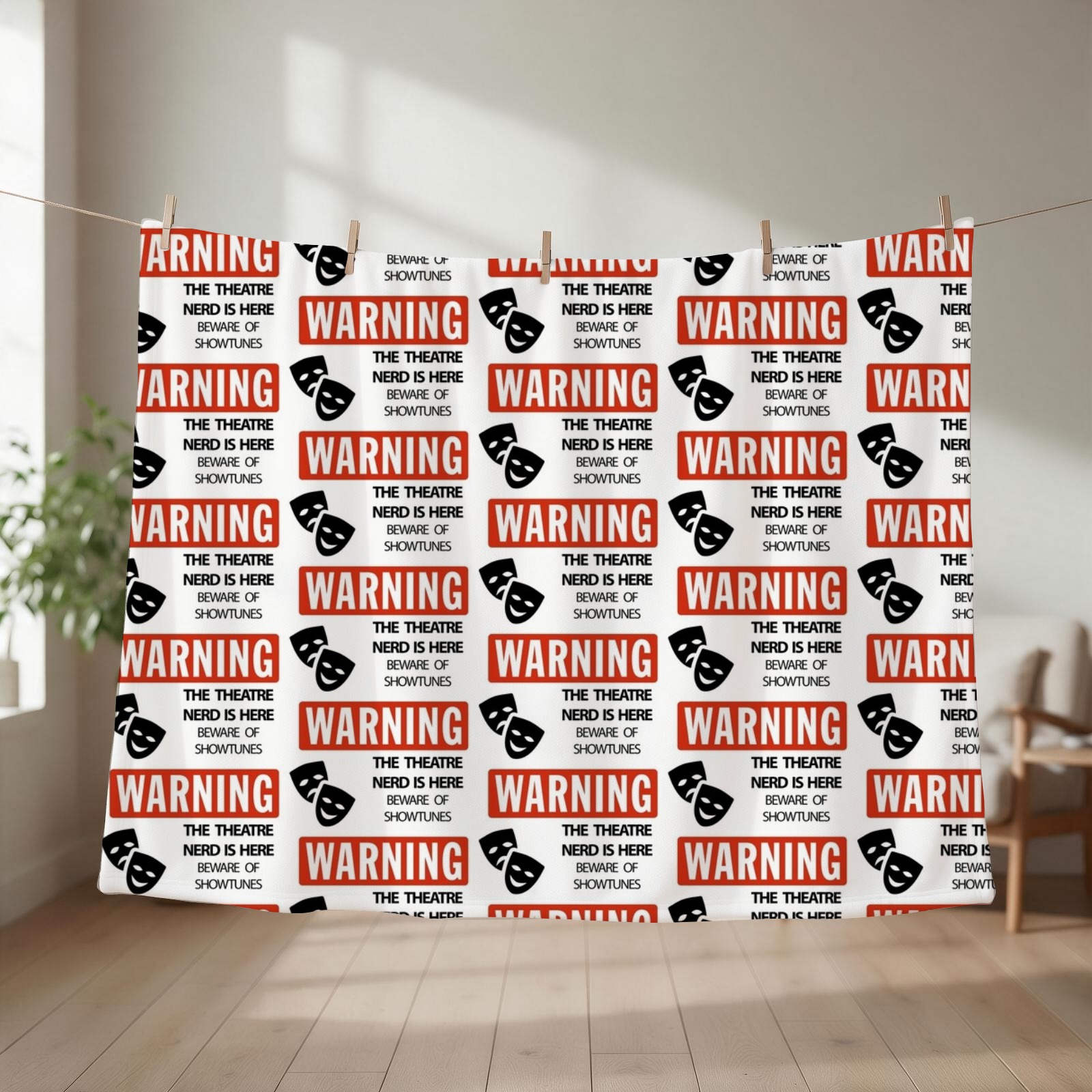 3D Printing Nerd - WARNING Theatre Nerd Throw Blanket Giant