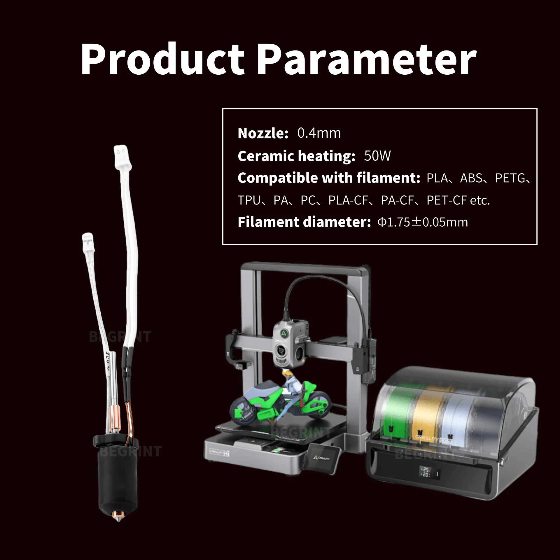 High Temp Ceramic Heater Hoten - đánh giá và giá 3D Printer Hotend Kit