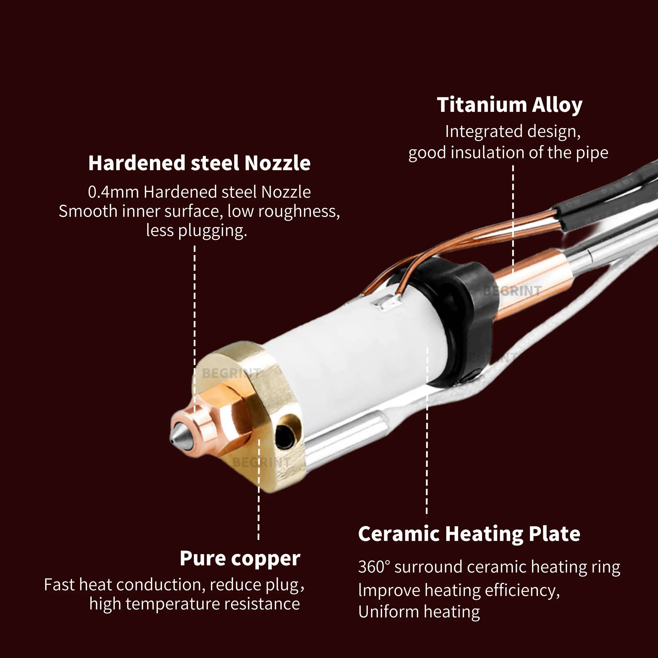 High Temp Ceramic Heater Hoten - đánh giá và giá 3D Printer Hotend Kit