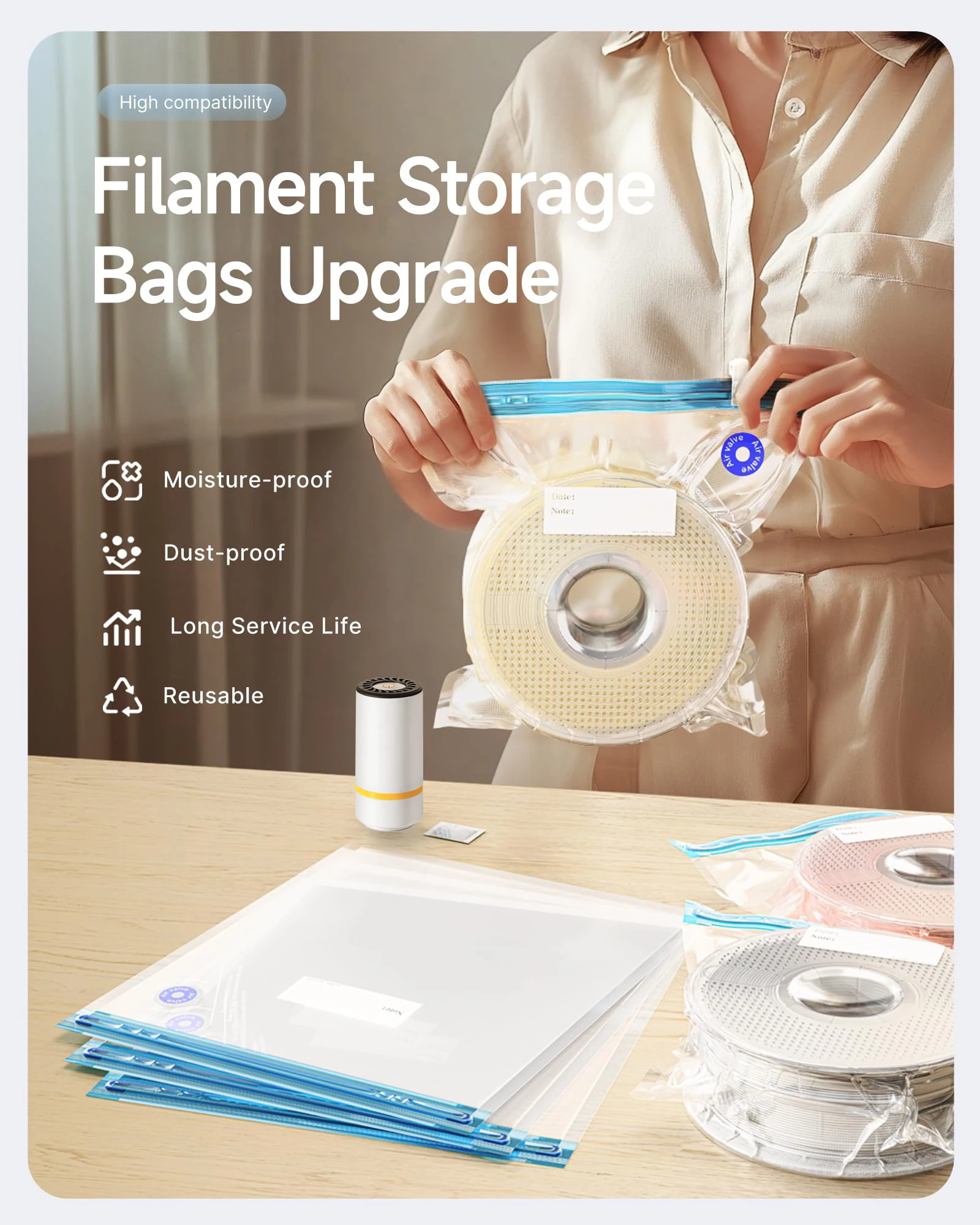 3D Printer Filament Vacuum Bag - đánh giá và giá 3D Printing Bambu Lab